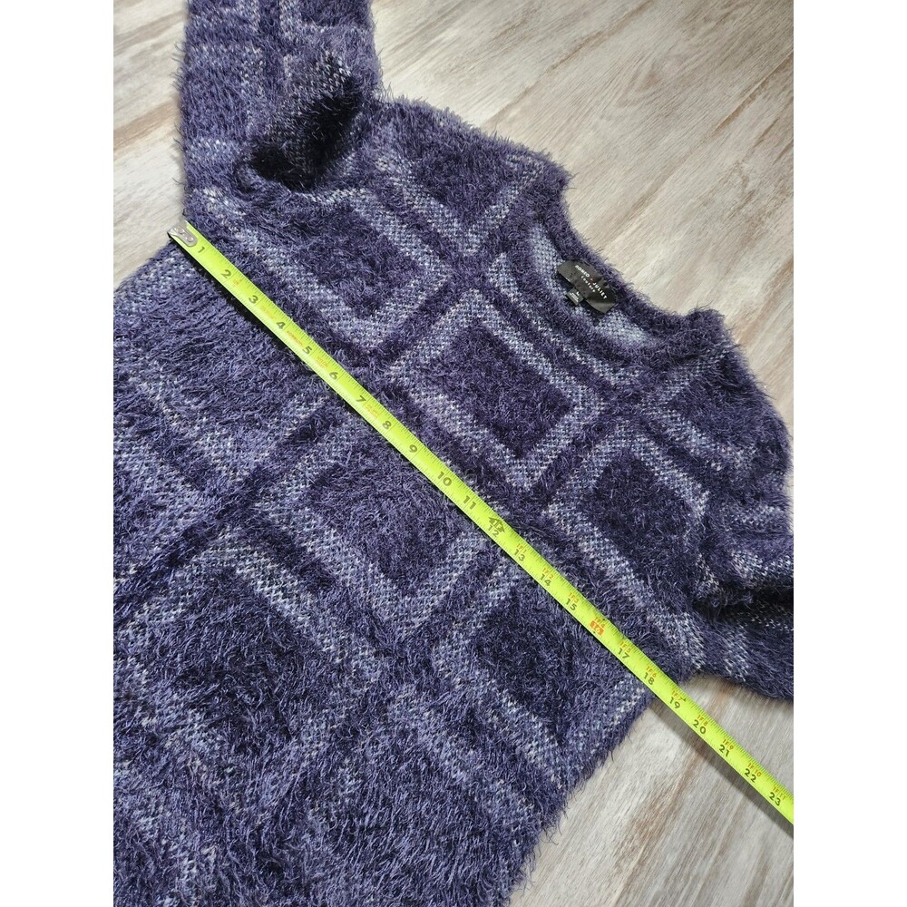 Romeo & Juliet Couture Fuzzy Sweater Dress Blue White Thick Stretch Womens L EUC - Picture 6 of 10